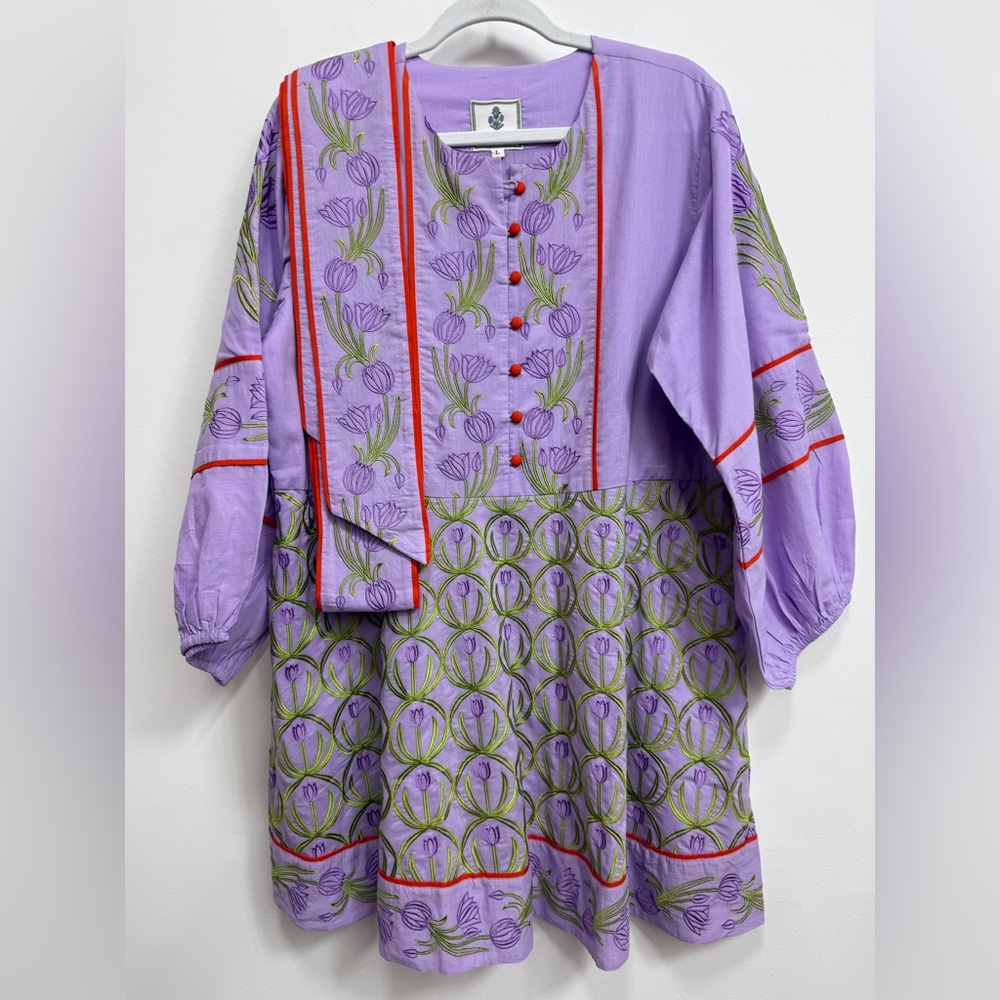 Sue Sartor Long Sleeve Shorty Flounce dress, size large.